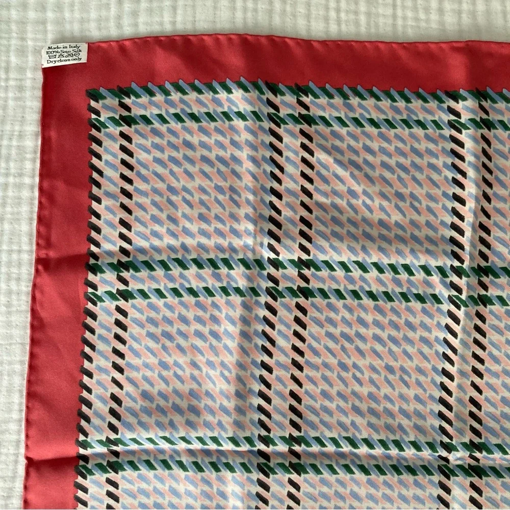 Dior Silk Scarf Geometric Print Red - 21”